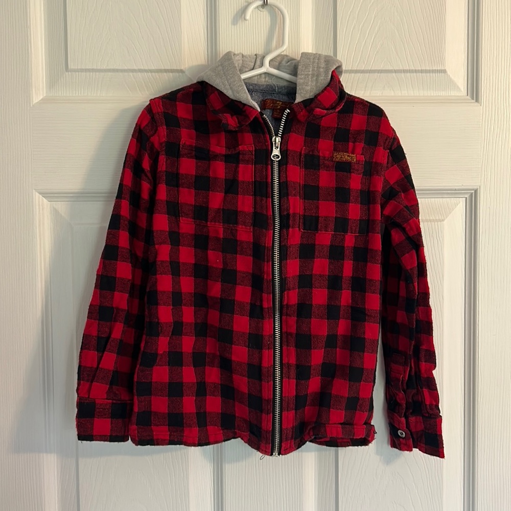 7 For All Mankind kids size 6 Buffalo Plaid Hoodie